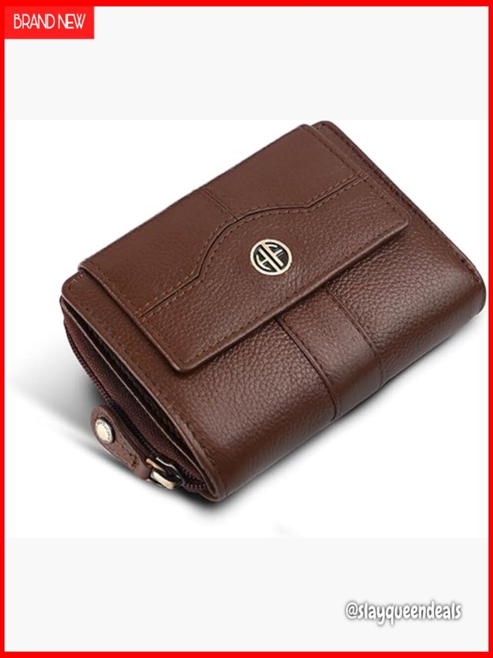 Genuine Leather RFID Wallet with 14 Card Slots, Zipper Pockets, Clutch Purse